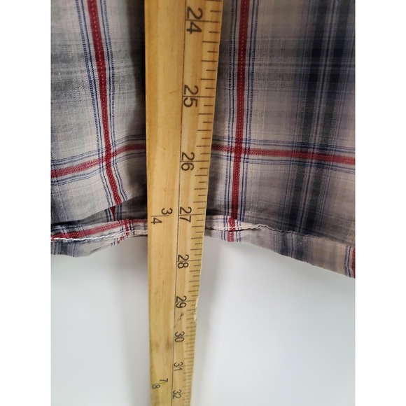 Rafter C Shirt Mens Large Gray Plaid Western Pearl Snap Long Sleeve Cowboy Rodeo - Picture 5 of 7